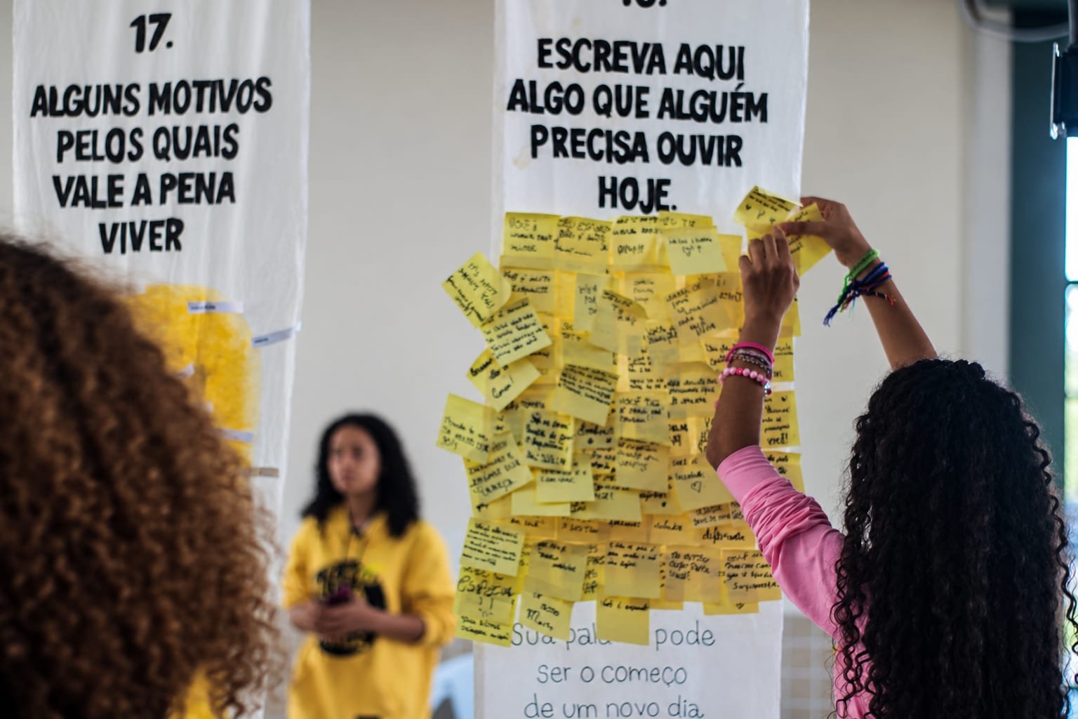 Frase de valorização da vida no percurso do Tamu Junto Viva Mais